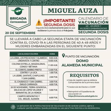 SEGUNDA DOSIS PARA EDADES DE 40 A 49 AÑOS.
