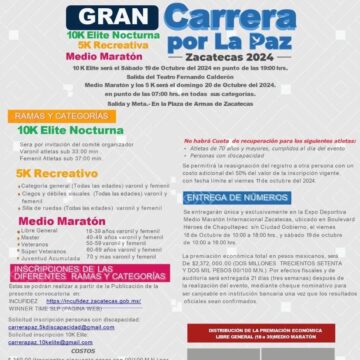 GARANTIZA GOBIERNO DE ZACATECAS SEGURIDAD VIAL EN LA GRAN CARRERA POR LA PAZ 2024
