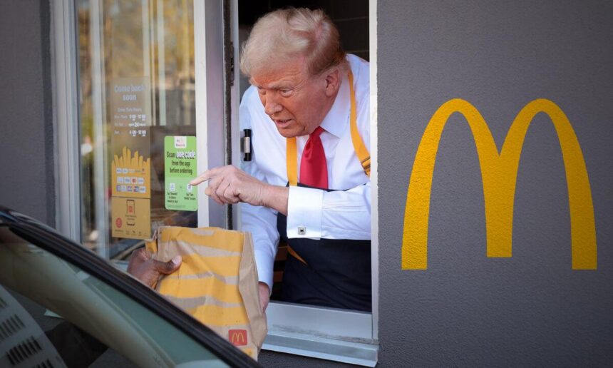 DONALD TRUMP SE PONE A HACER PAPAS EN UN MCDONALD’S