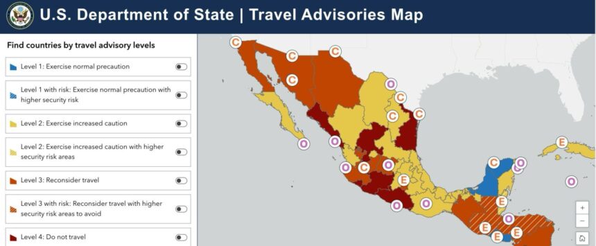 EE.UU. COLOCA A 30 ESTADOS DE MÉXICO EN ALERTA DE SEGURIDAD PARA VIAJES