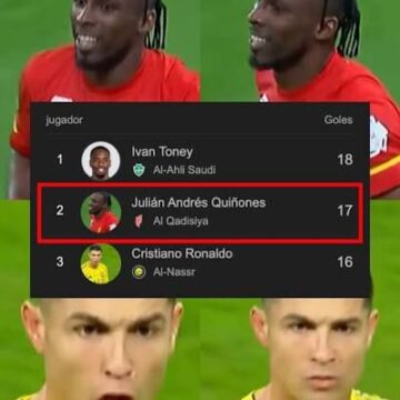 JULIÁN QUIÑONES SUPERA A CRISTIANO RONALDO EN LA TABLA DE GOLEO DE ARABIA SAUDITA JULIÁN QUIÑONES SUPERA A CRISTIANO RONALDO EN LA TABLA DE GOLEO DE ARABIA SAUDITA